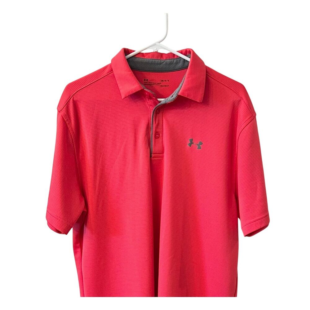 Under Armour LOOSE HEATGEAR Tech Polo Golf Shirt Mens Sz L Short Sleeve Red
